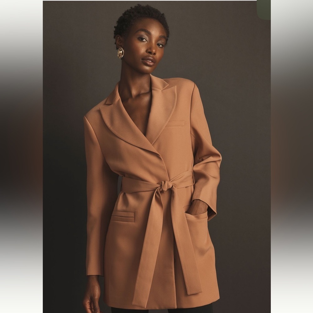 NWT Anthropologie Mare Mare Classic Tie Blazer Jacket Size Large - Extra Large